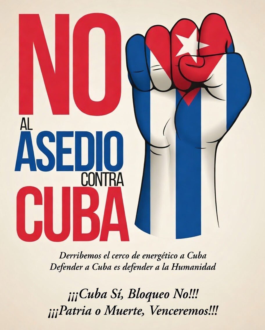 🇨🇺 En Cuba se está poniendo a prueba la capacidad de la humanidad para defender la vida frente a la lógica de la dominación. Y en esa prueba, la neutralidad no existe.

Defender a Cuba es defender la soberanía, la dignidad y el derecho de los pueblos a decidir su propio destino.