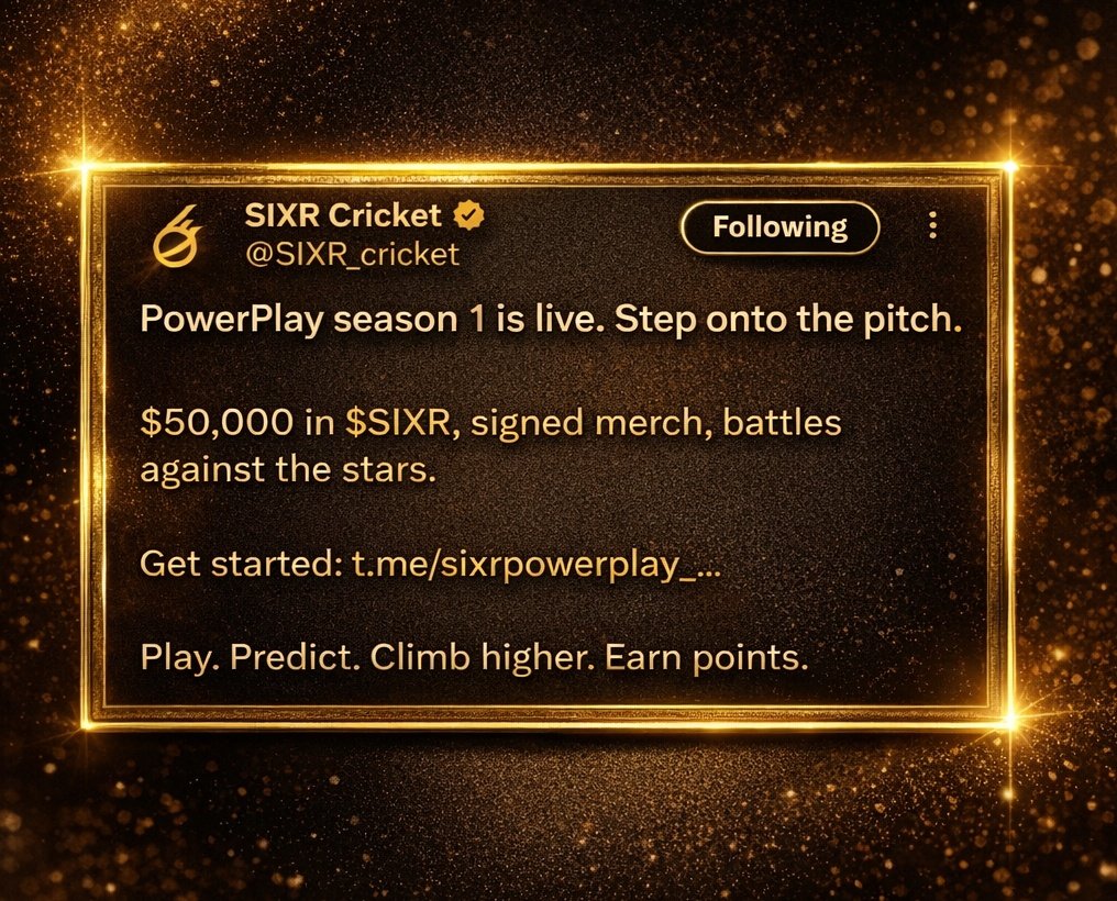 😱 SIXR Powerplay Season 1 Airdrop is LIVE (<a href="/SIXR_cricket/">SIXR Cricket</a>) 🚀 

💰 Zero Investment
🤩 Rewards Confirmed

Cricket + Crypto = Earn Big 💰🏏

🎁 Season-1 Rewards: $50,000
🎁 Total Campaign Pool: $400,000

🔗 Join : cutt.ly/YtSLuC72

🧭 Step-by-Step Guide:

1️⃣ Open Link &amp;