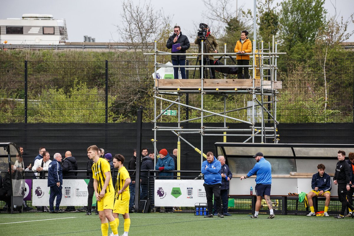 thewessexway's tweet photo. @Piranfilms, @Goal_Mass, the OG Purps Ultras and the chairman and stewards at yesterday's historic win for @afc_stoneham in the #favase.  A wonderful afternoon at Stoneham Lane.

#marchtothearch #upthepurps https://t.co/5N1FXPpaY4