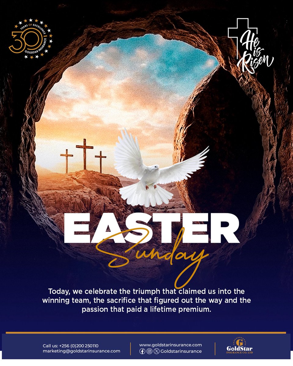 goldstar_gsi's tweet photo. He is risen, Let us celebrate the passion, triumph and sacrifice that paid a lifetime premium.
#Goldstarinsurance #EasterSunday https://t.co/guvXArvoqO