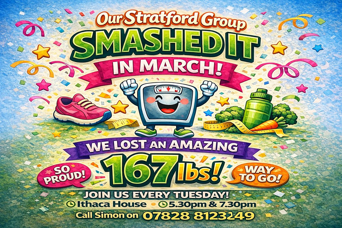 SWStratfordE15's tweet photo. 167lbs down. In ONE month. 🤯
Imagine carrying that around… then it’s gone 💨
April’s next 👀
Join us Tuesday 👇
📍 Ithaca House, E15
🕠 5.30 &amp; 7.30
📲 07828 812349
#slimmingworld #eastlondon #weightloss https://t.co/teJCm35EeI