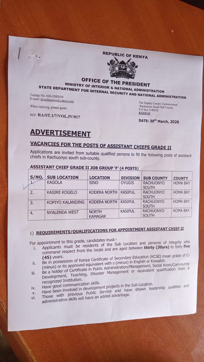 Following my meeting with Dr. Raymond Omollo and my request for the operationalization of sub-locations in my ward,  this has now materialized. PS Dr. Raymond Omollo is steadily shaping our region administratively. 

Tich Otire!
#vickinsbondo #tutamtukokadi  #broadbasedsuccesses