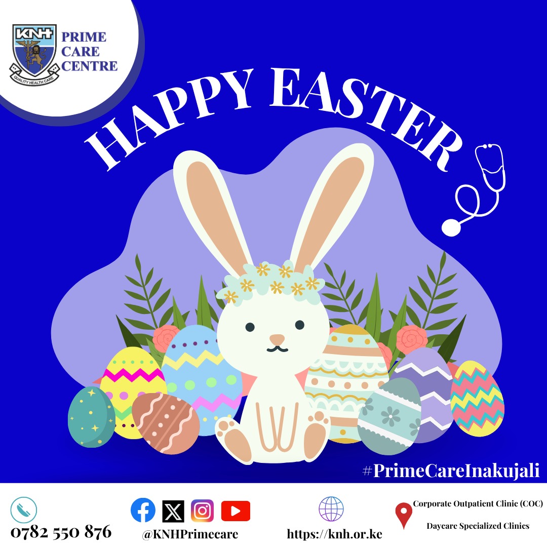 Wishing you a joyful Easter filled with peace and good health. 🐣🌷

#PrimeCareInakujali 
#PrimeCareCentre