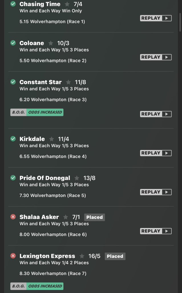 Tips_Nation_21's tweet photo. Full card each way paid out 50/1 ✅ 

Place bet paid out 18/1 ✅ 

If the last 2 won it would have paid 8400/1….

4th April 2026 Horse Racing Analysis Group Results!🏆

Musselburgh 🏟️
Mount Atlas 2nd 🥈 
Dancingwithmyself 2nd 🥈 13/2
Al Hussar 3rd 🥉 9/1 

Haydock 🏟️
Atlantic City 2nd 🥈 11/2
Major Fortune 1st 🥇 13/2

Newton Abbot 🏟️
Reel Orange 1st 🥇 11/4
Scareface 1st 🥇 8/1 
Top Guy 1st 🥇 7/2 
Gustes Dance 3rd 🥉 
1 NR 

Fairyhouse 🏟️
Alliteration 1st 🥇 9/2 
Kilbarry Saint 2nd 🥈 
Vaureal 2nd 🥈 6/1 
Divaboriva 4th 🍀 18/1 
Some Pretender 3rd 🥉 

Cork 🏟️
Cardiff By The Sea 1st 🥇 13/8 
King Cuan 3rd 🥉 
Signora 2nd 🥈 
Empty Wallet 1st 🥇 9/2 

Huntingdon 🏟️
Is This For Real 1st 🥇 11/8 
Overabottleofred 1st 🥇 9/4 
Kentucky River 1st 🥇 15/8 
Icare Grandchamp 2nd 🥈

Wolverhampton 🏟️
Chasing Time 1st 🥇 7/4 
Coloane 1st 🥇 10/3
Constant Star 1st 🥇 11/8 
Kirkdale 1st 🥇 11/4 
Pride Of Donegal 1st 🥇 13/8
Shalaa Asker 2nd 🥈 7/1 
Lexington Express 2nd 🥈 5/1 
Each way card paid 50/1 ✅ 
Place bet paid 18/1 ✅ 

15 Winners and 14 places yesterday 🏆
