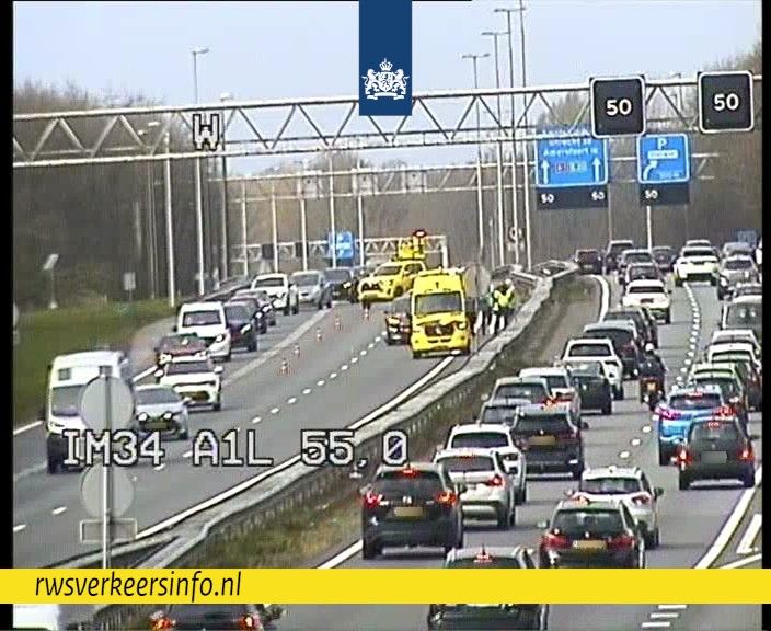 Ongeval op A1 richting Apeldoorn