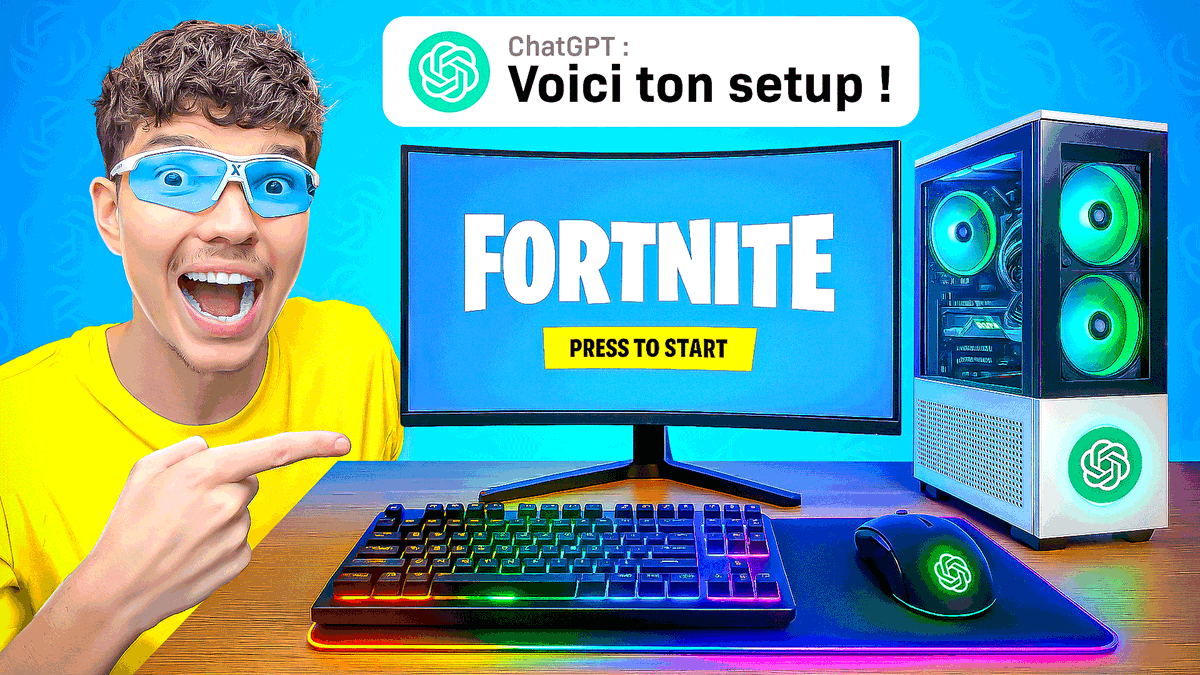 Garric's tweet photo. Miniature YouTube pour Gio ! 💛

"Je laisse ChatGPT créer mon SETUP GAMING !"

Commande en DM ! ✉️ https://t.co/JyfqTq5Bti