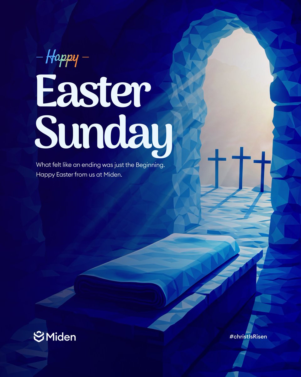midenhq's tweet photo. This Easter, we join millions across the globe to celebrate new beginnings, built on strong foundations, patience, and the belief that what's ahead is better than what's behind.

Happy Easter Sunday from Miden. https://t.co/WO8eGng8WF