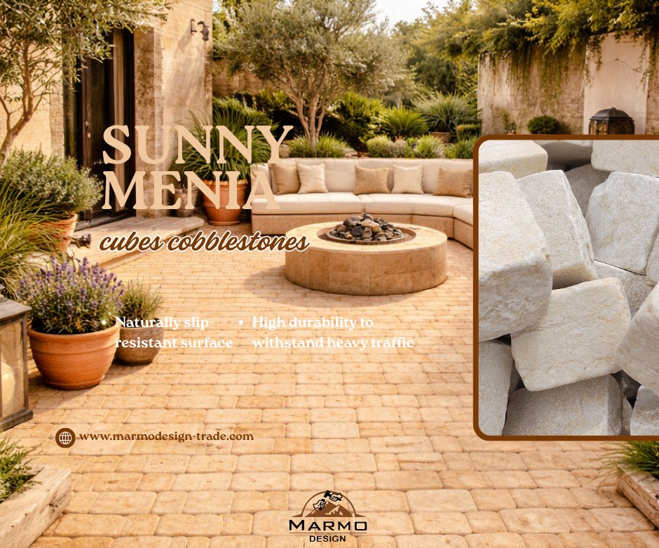 Marmo_Design's tweet photo. "Bring Timeless Charm to Every Step with Sunny Menia Egyptian Limestone Cubes (Cobblestones)".. ✨ 
🌍https://t.co/RzHzzG8UAk
#egyptiangranite #egyptianlimestone #marmodesign #egyptianlimestoneslabs https://t.co/zTNeFTL9KM