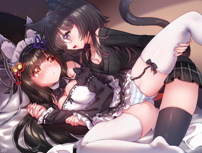 【Commission】
猫ちゃんに奥を突かれて気持ちよくなっちゃう狐さん、、、💞 