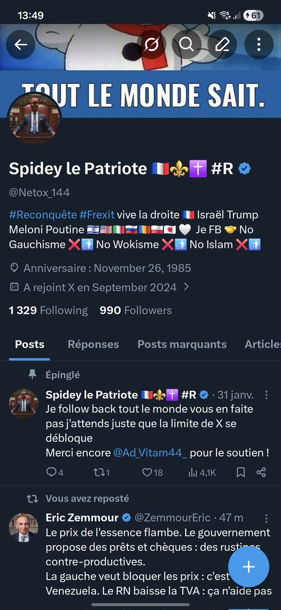 Spidey le Patriote 🇲🇫⚜️✝️ #R (Je FB) tweet media