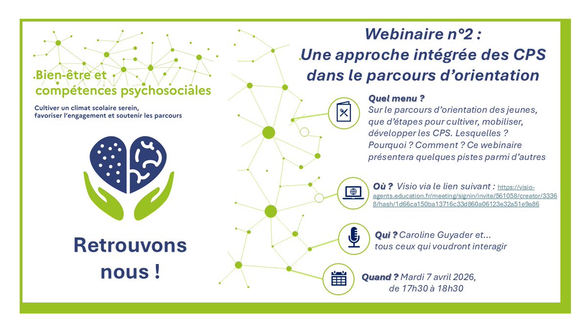 caromath94's tweet image. J-2 Mardi 07/04/26 à 17h30, j'animerai un webinaire dans le cadre #Campusdelinnovation sur une approche intégrée #CPS au parcours d'#Orientation des élèves . Au plaisir de vous y retrouver.