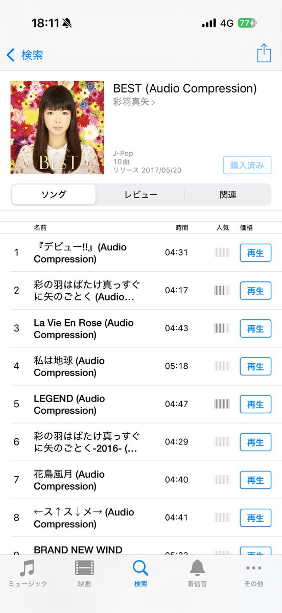 何気なくiTunes Storeを覗いてみたら
チャミさんの「BEST」を配信してたので
「audio compression」を購入！
通常盤と、どう違うんやろ？

4月11日は彩羽真矢生誕祭大阪
気合い入れていくぜ！

 #彩羽真矢生誕祭
#彩羽真矢
