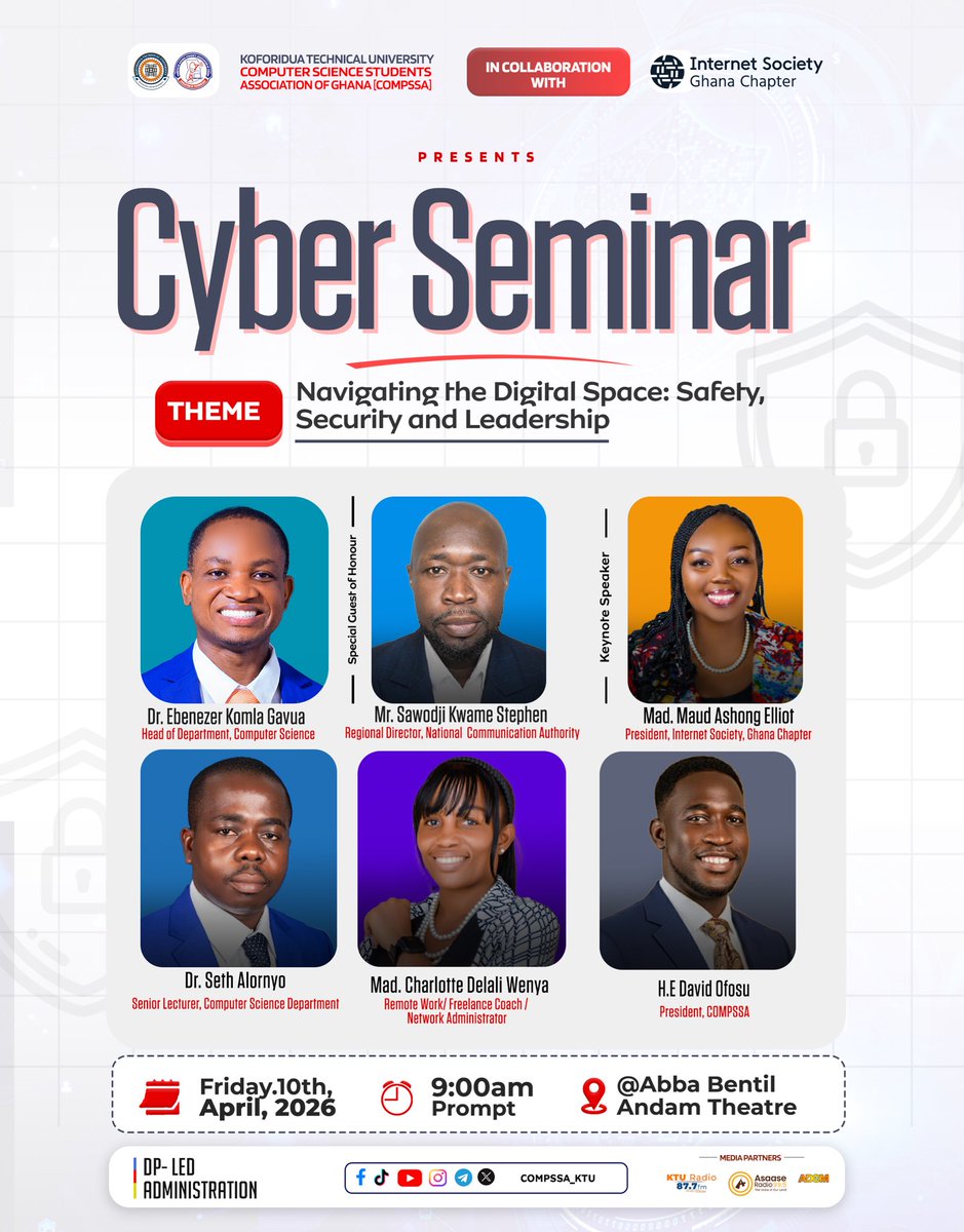 CompssaKtu's tweet photo. Join us for a cyber seminar where you can level up your skills, network with industry minded team, and get inspired https://t.co/DuqdC97ZJM