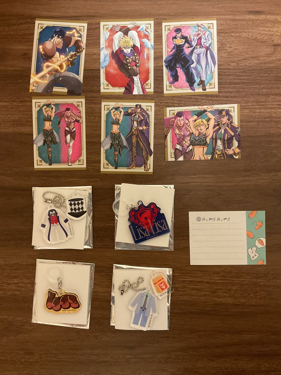 a_msa_ms's tweet photo. 【交換】　アニメイト　ジョジョ　特典　ウエハース　アクリルキーホルダー　グラスマーカー

譲
特典→ジョナサン，ディオ，仗助&amp;承太郎，徐倫&amp;アナスイ，仗助&amp;承太郎，６部集合

ウエハース→承太郎

求：特典 シーザー単体

郵送希望
京都＞大阪，奈良 手渡し可 https://t.co/QeCkiktapT