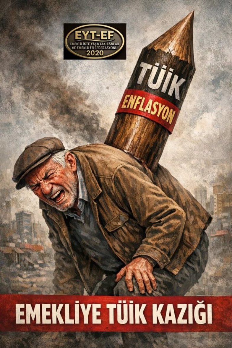 DemetArslan06's tweet photo. EMEKLİ
👇
#EmekliyeTüikKazığı

Emeklinin maaşı;
Çarşıya,pazara,mutfaktaki yangına göre değil,
#tüik’in makyajlı verilerine göre ezdirilmektedir!

Bırakın ay sonunu,
Hafta sonunu dahi getiremeyen #Emekli ye bu düpedüz TÜİK kazığıdır!

#Eytde5000KısmiKazığı
@RTErdogan
@isikhanvedat https://t.co/IVtmbCrHCF
