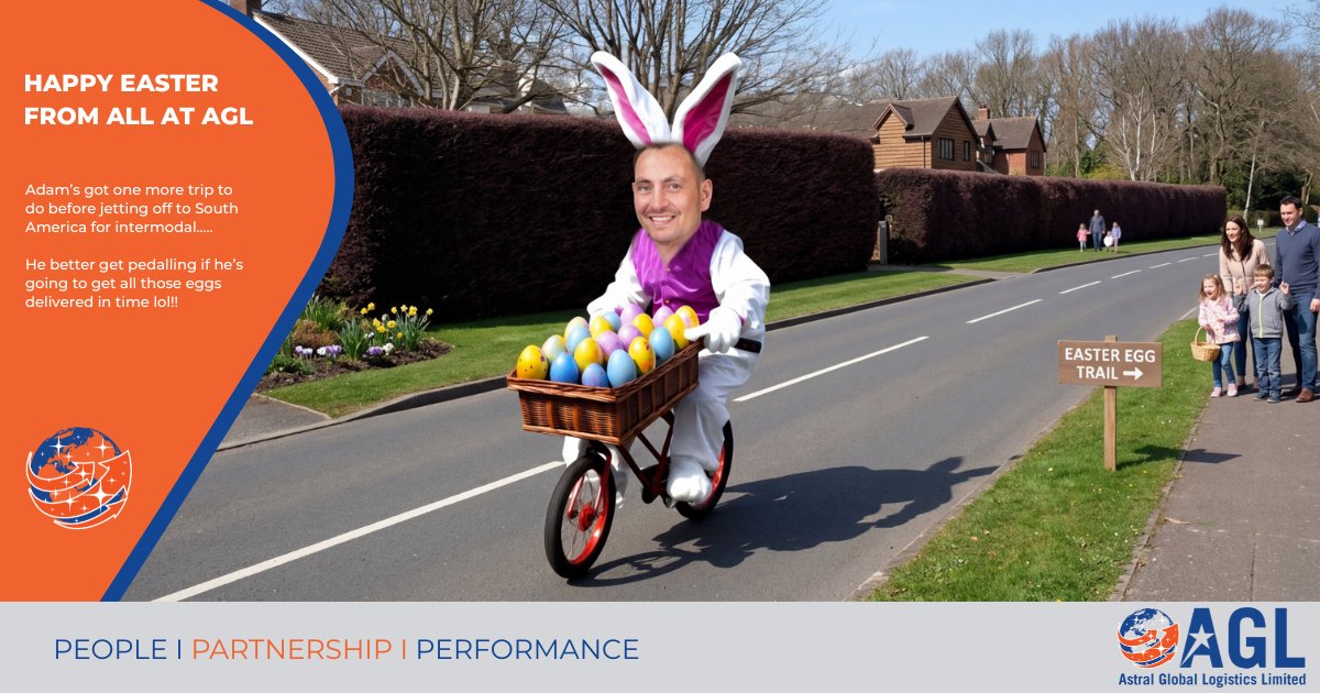 AstralGlobalLog's tweet photo. Happy Easter Sunday!

Adams got one more trip to do before he jets off to Intermodal South America...

He better get pedalling if he's going to get all those eggs out in time!!! 😂 😂 https://t.co/JIExs44Bd6
