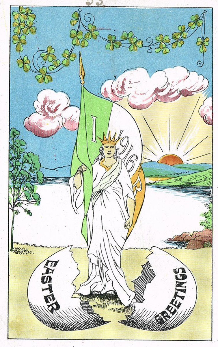 Irish Easter card (ca. 1920) showing Ireland emerging from an egg.