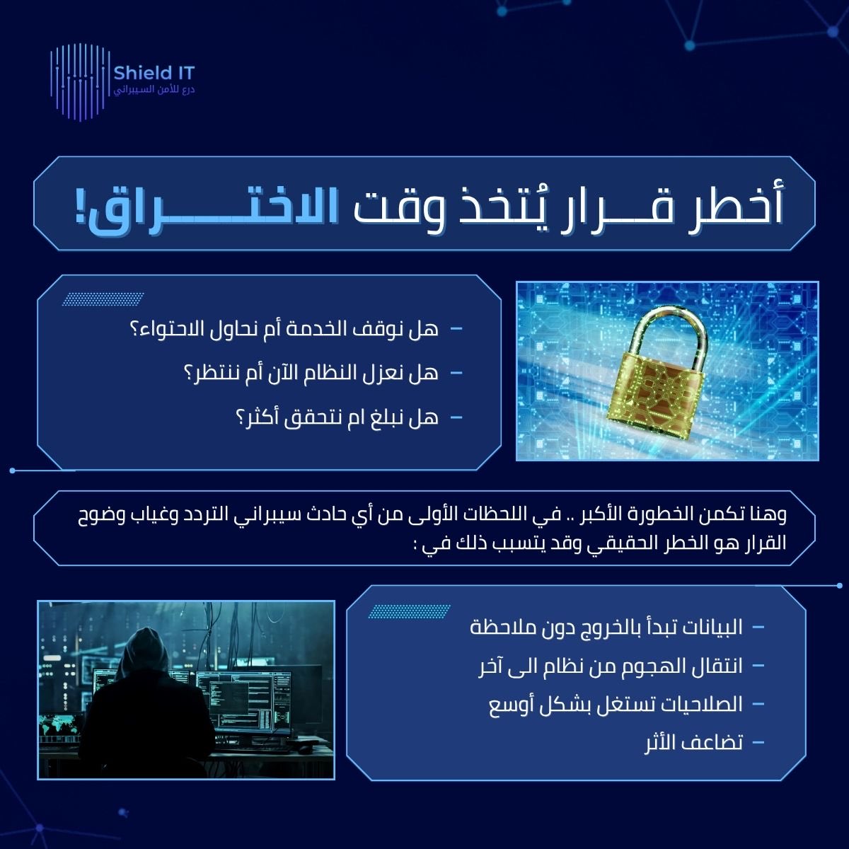 shielditsa's tweet photo. في درع للأمن السيبراني نؤمن أن الجاهزية الحقيقية تقاس بسرعة وضوح القرار ووضع الخطة المناسبة عند اول اختبار..

#ShieldIT #CyberSecurity https://t.co/CMrsg0VC1s