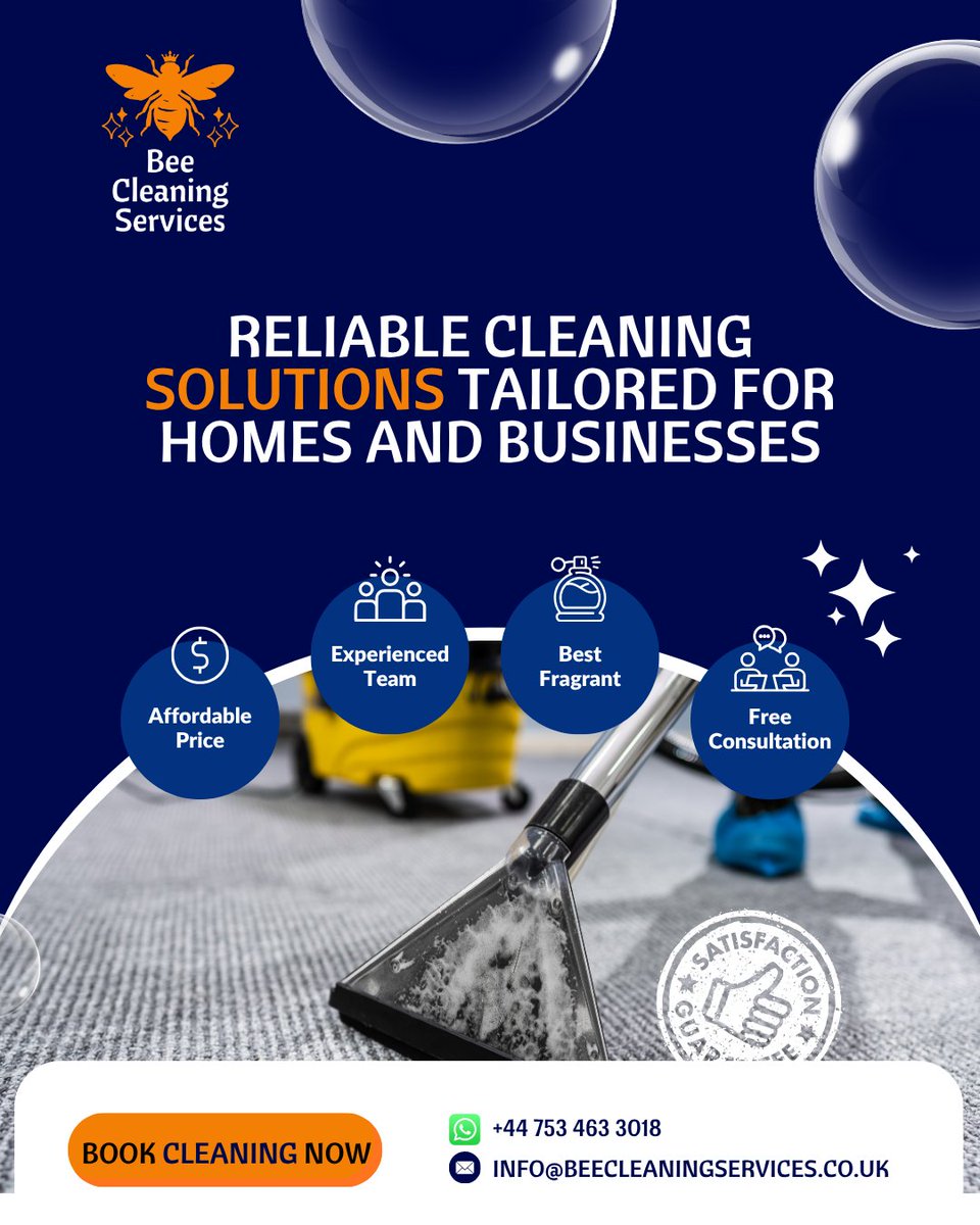 BeeCleaningUK's tweet image. Reliable cleaning solutions tailored for homes and businesses ✨ Bee Cleaning Services UK provides flexible residential, office, and commercial cleaning designed to keep your property fresh, hygienic.

#ReliableCleaning #BeeCleaningServices #ProfessionalCleanersUK #HomeCleaningUK