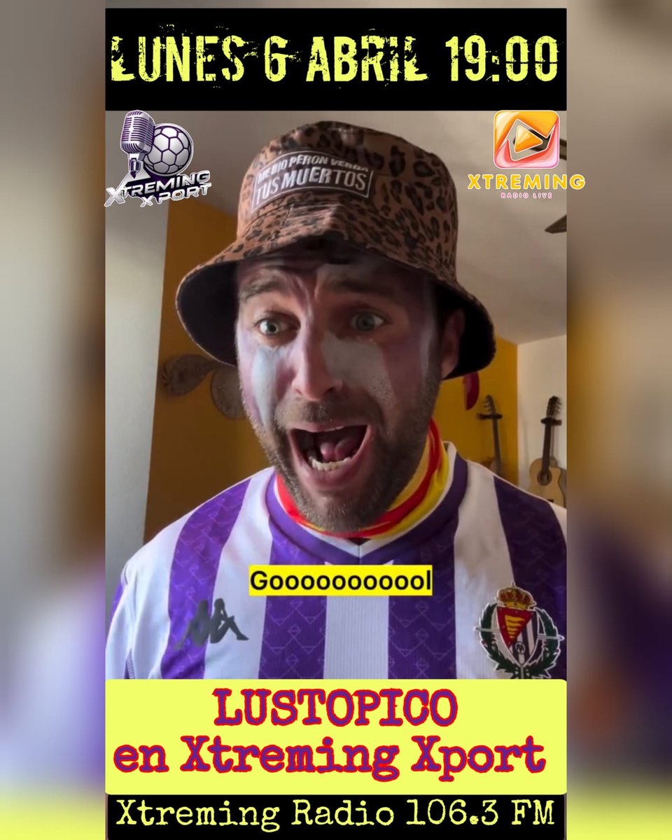 El Pucela ha vuelto a perder contra el colista después de golear al Cádiz. Nosotros no entendemos nada de esta Liga Hipertensiones... por eso MAÑANA LUNES a las 19:00 vendrá a <a href="/XtremingXport/">XtremingXport</a> el mayor experto en esta liga de locos!!
No te pierdas a LUSTOPICO mañana en el 106.3 FM