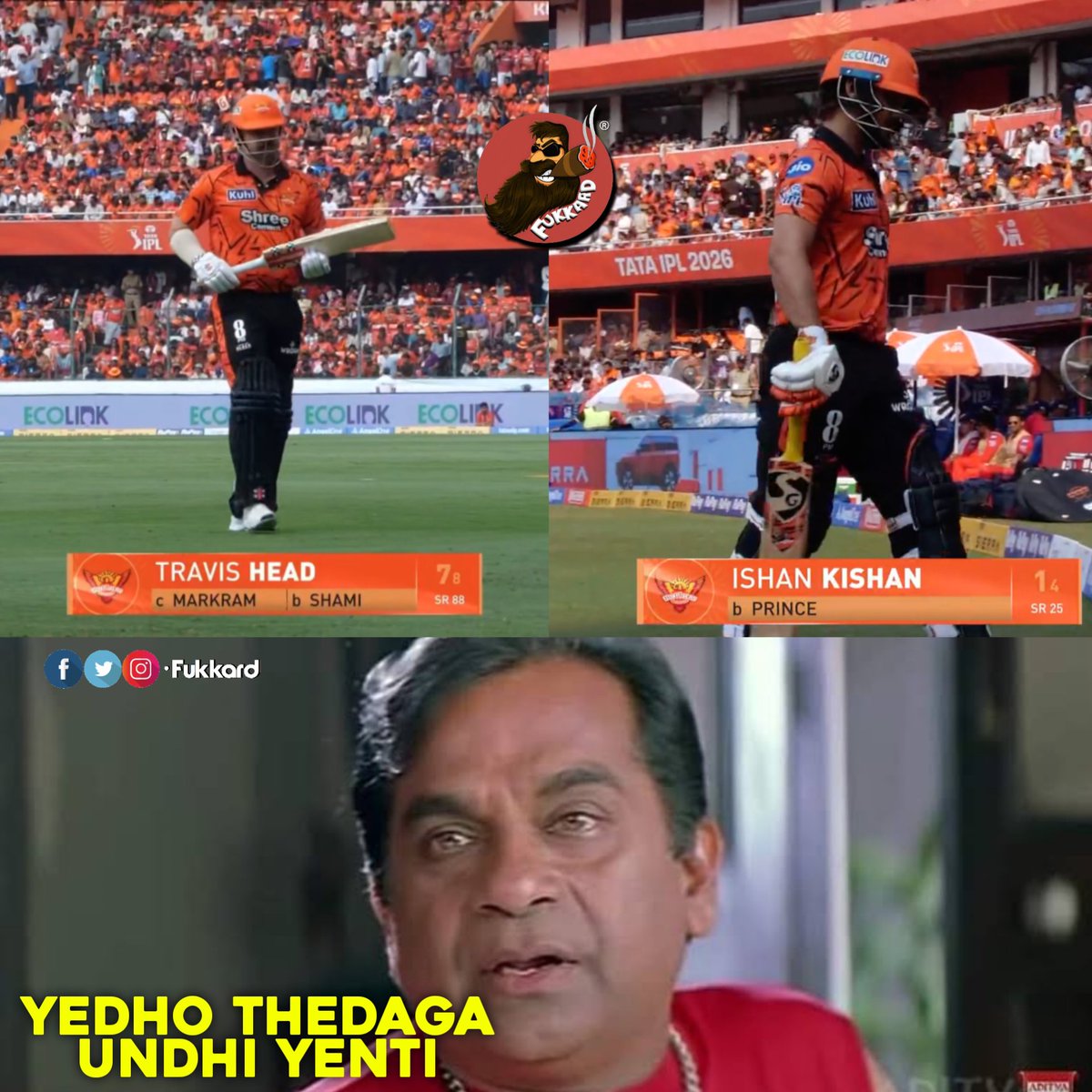 Fukkard's tweet image. #Head &amp;amp; #Kishan Kuda Hand icharu 😓😑 #SRHvLSG