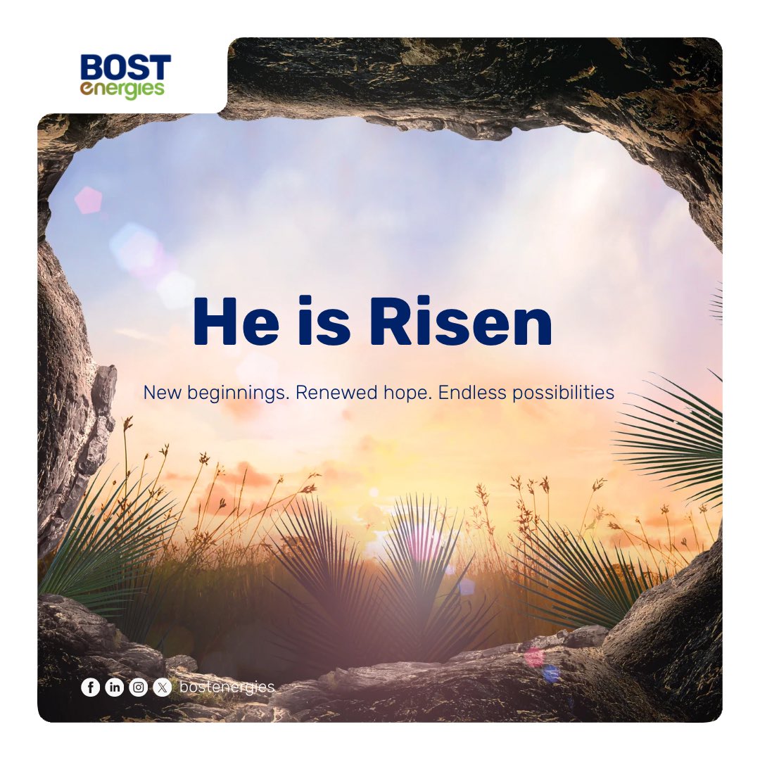 Easter reminds us that no matter how dark the night, dawn always comes.

May this Easter bring you joy, peace, and the warmth of loved ones near and far.

Happy Easter from BOSTenergies! 
#EasterSunday #HeIsRisen #BOSTenergies