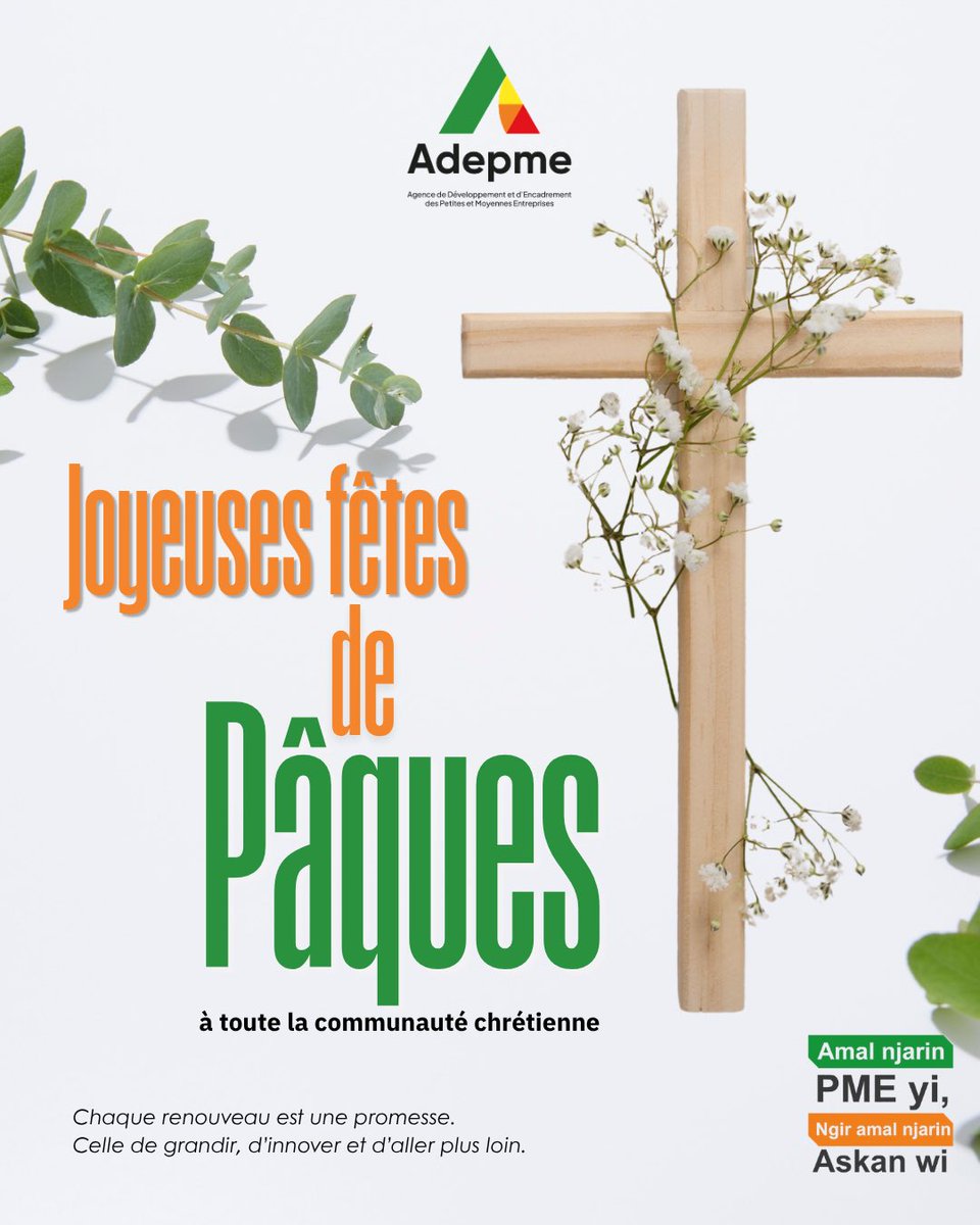 Adepme's tweet photo. À l’occasion de Pâques, l’ADEPME souhaite à toute la communauté chrétienne une belle fête placée sous le signe du renouveau, de l’espoir et de nouvelles opportunités.
#paques
#adepme
#impactPME https://t.co/eGO6WuEbbr