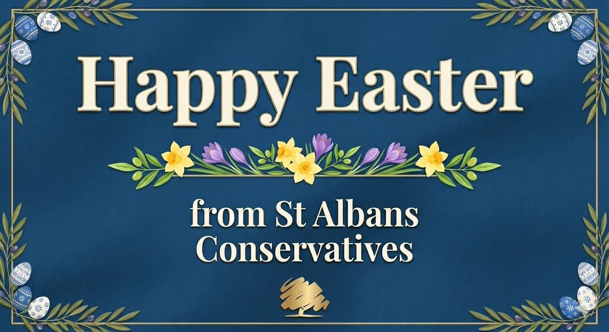 Happy Easter from the St Albans Conservatives! 🐣🌷

​Wishing everyone across our historic city a peaceful day with family and friends. 

Whether you’re at the Cathedral or enjoying Verulamium Park, we hope you have a wonderful celebration.

​Here’s to a bright spring and a