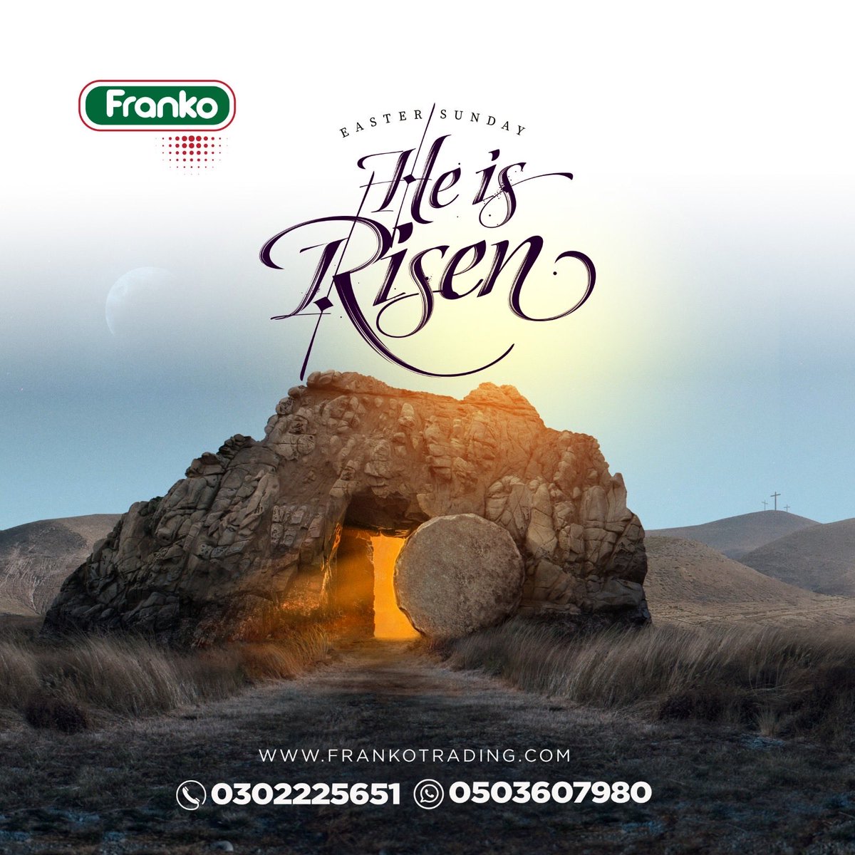 He is Risen ✝️✨  

This Easter, we celebrate hope, renewal, and new beginnings. May this season bring light into your home and joy into your heart.  

From all of us at Franko Trading — Happy Easter! 🌅  

#HeIsRisen #EasterSunday #NewBeginnings #FrankoTrading