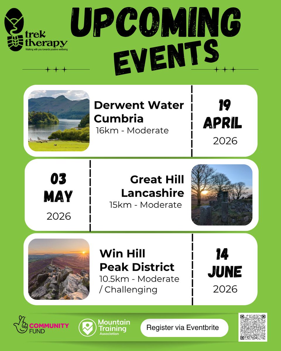 TrekTherapy's tweet photo. Upcoming 'Selfcare Sunday' Wellbeing Walk events. 
#TrekTherapy #TNLCF #NatureConnection #Wellbeing #Community 

https://t.co/Zm63EwquC5 https://t.co/7aOBwXlVnQ