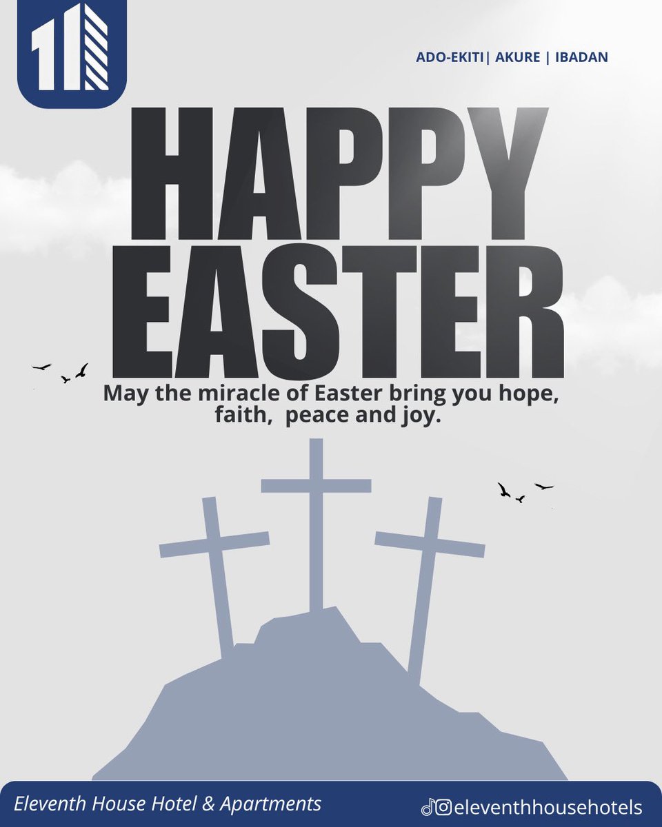 _eleventhhouse's tweet photo. Wishing you a blessed Easter filled with faith, hope, and renewal. May this season bring you closer to your dreams and aspirations

.
.

For hospitality you can trust ….. choose Eleventh House✅

#easter #eleventhhouse #hotelsinadoekiti #hotelsinakure #hotelsinibadan https://t.co/W44TPjOUOJ