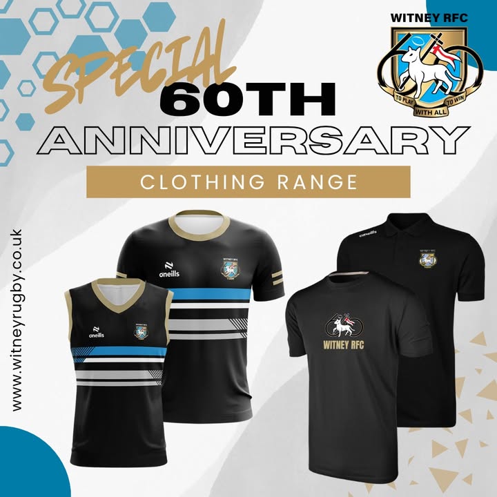 WitneyRFC's tweet photo. 🎉 Celebrate Witney RFC’s 60th Anniversary with our special clothing range! From polos to training tops, wear the badge with pride on &amp; off the pitch. One-off designs to mark 6 decades of rugby ❤️🖤💛

🛒 https://t.co/BwxCG5pEuK

#AlwaysBlackandBlue #WitneyRFC #WRFC60Years https://t.co/sfsuW4paTe