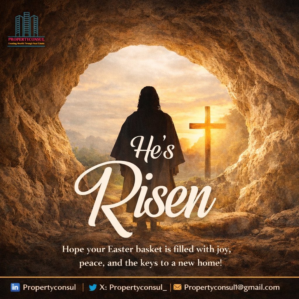 He Is Risen!

This Easter season reminds us that every new dawn carries hope, restoration and fresh beginnings.

At Propertyconsul, we celebrate the gift of renewal, peace and the promise of new possibilities. May this season fill your heart with joy, your home with love and your