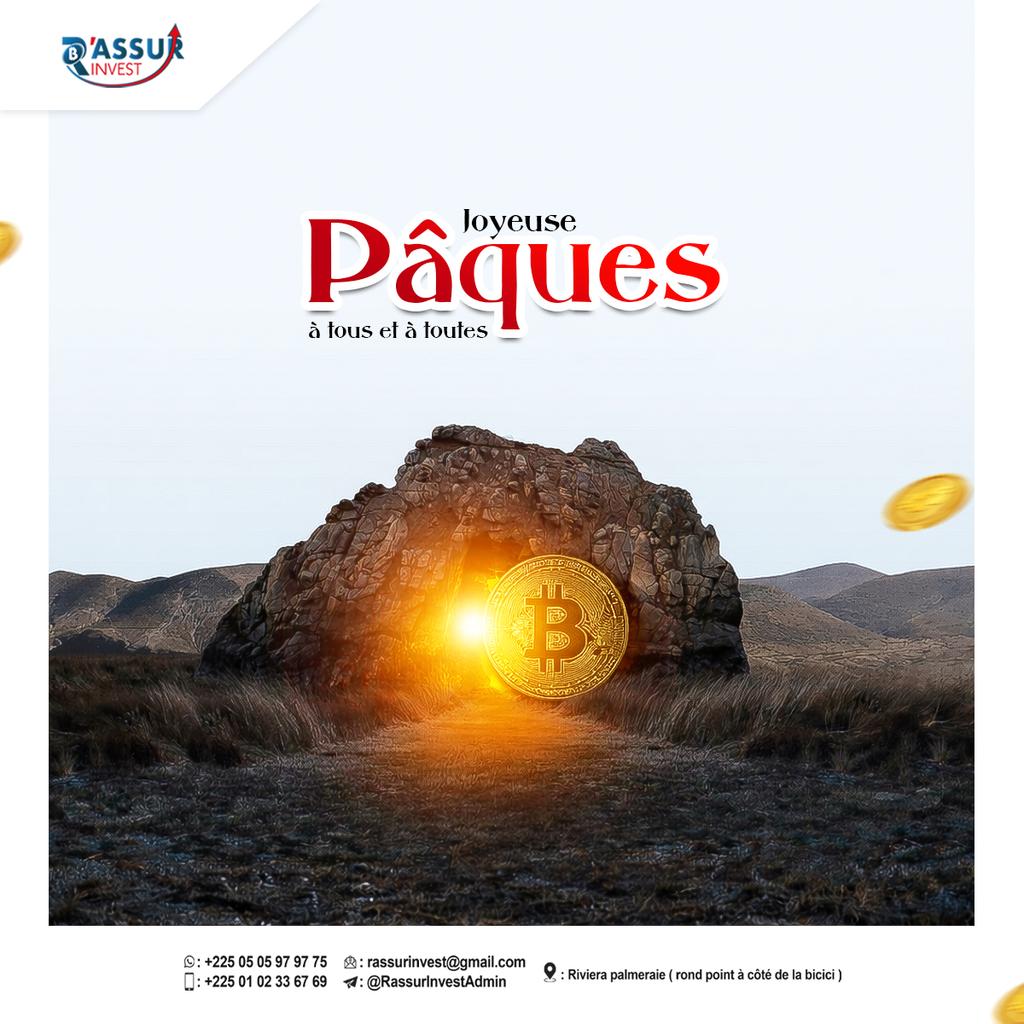 RassurInvest's tweet photo. Toute l'équipe de 𝗥'𝗔𝗦𝗦𝗨𝗥 𝗜𝗡𝗩𝗘𝗦𝗧 souhaite une bonne fête de Pâques à toute la communauté Chrétienne. Que la résurrection du Christ apporte un renouveau dans vos vies ! https://t.co/x4UlKY1AKx
