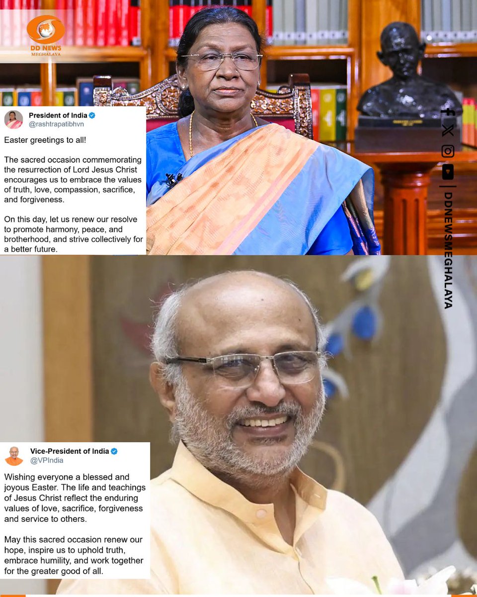 ddnewsshillong's tweet image. #Easter celebrated worldwide, marking the resurrection of #JesusChrist. #Indianleaders extended greetings, highlighting peace, unity, and compassion.