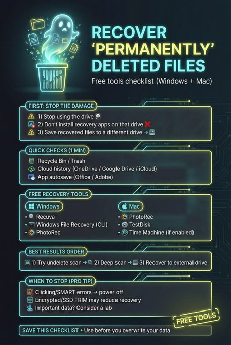 learn_computerx's tweet photo. Recover Deleted Files: Free Tools Checklist That Actually Works https://t.co/shnTAQsdxS