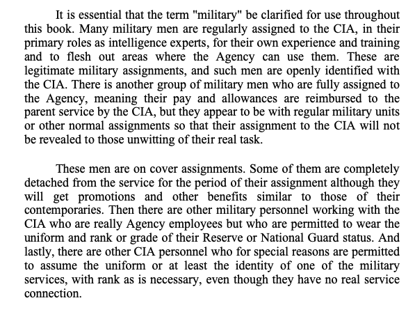 The practice of embedding cia agents into the 🇺🇸military (from The Secret Team)👇