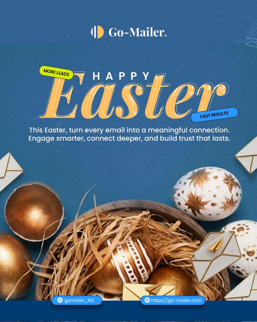 It’s a season of renewal,a chance to reconnect, rebuild, and engage with your audience in ways that feel genuine and impactful.
Wishing you a season filled with growth, clarity, and meaningful connections
Happy Easter!
#gomailer #easter