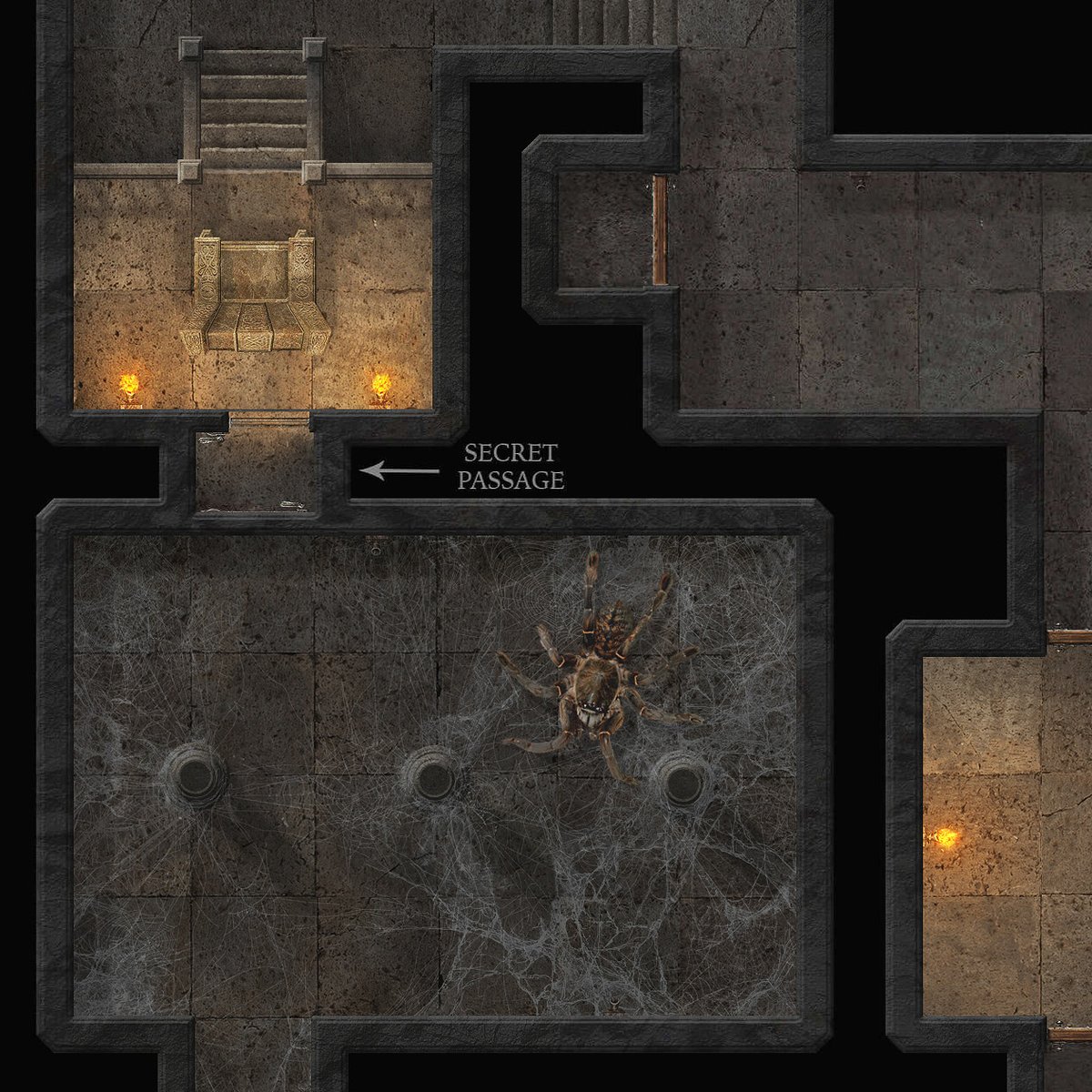 GMs, need a quick one-shot map for an unexpected game? Then pick up The Deadly Dungeon and get right into the action. Comes with lit tiles, alternate options &amp; four deadly monsters! 🦂

See more of sets at the <a href="/roll20app/">Roll20</a> Marketplace.
➡️ marketplace.roll20.net/browse/publish… #ttrpg #dnd5e #rpg