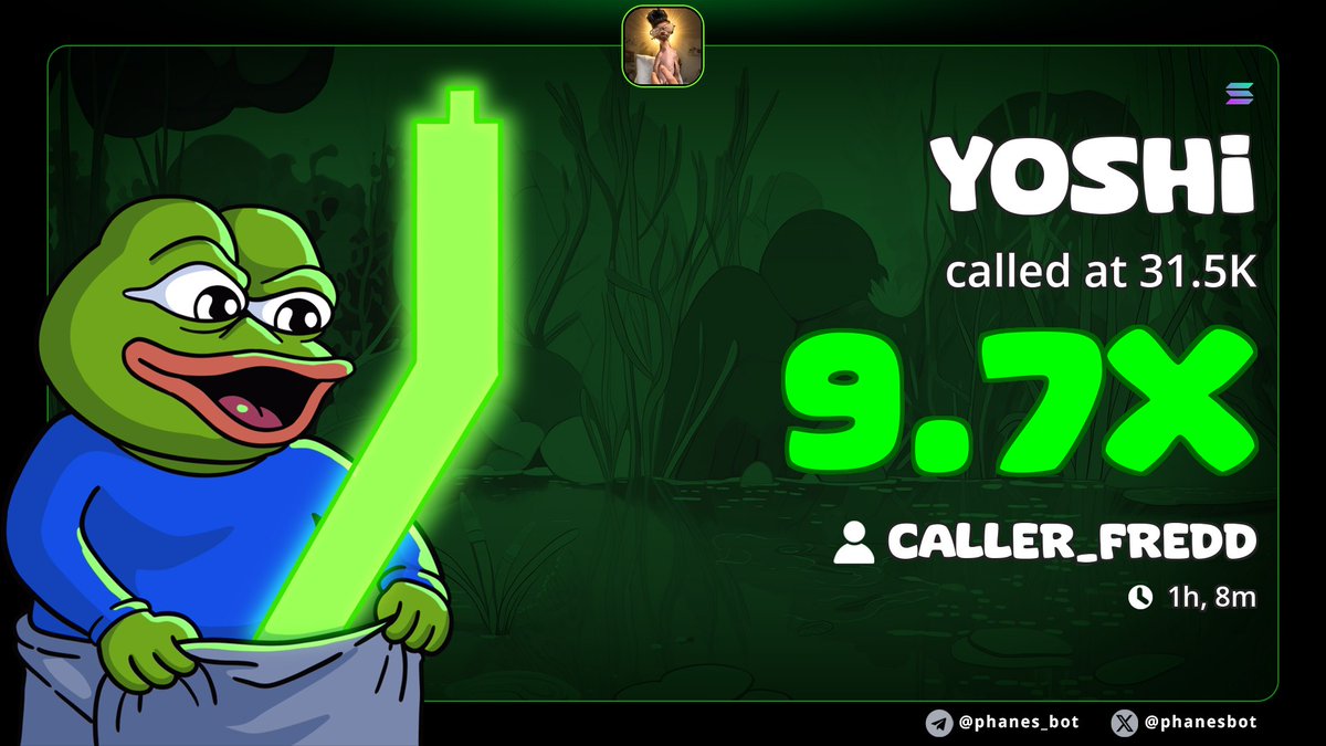 caller__fredd's tweet photo. 9.7x on my TG on $YOSHI
you really hate making gains not to be in my TG group

join our VIP group to get early alpha calls on trending memecoins 

AqXXe43MHms9HWH72S4zpogVX378nACELF5dVqiBpump

Dm now let's get you started 
https://t.co/D5puhfQgrP

#memecoin #solana #degen https://t.co/dkXW4L0WcX