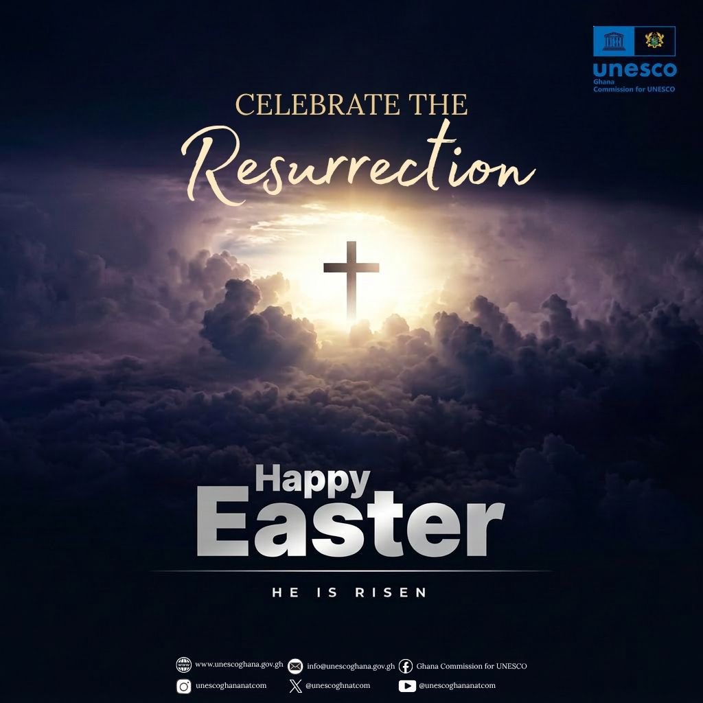 unescoghnatcom's tweet image. On this day, we are reminded of our Saviour's resurrection — a victory over death that brought eternal hope to all of humanity. 

We wish you and your loved ones a blessed and joy-filled Easter. He is risen! 🕊️✝️

#HappyEaster #HeIsRisen #unesco #GhanaNATCOM