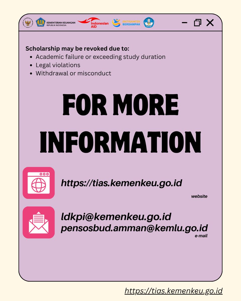 INAinAmman's tweet photo. Indonesia offers a Level 4 Diploma scholarship in applied nursing (clinical, community, emergency, management) for students from 56 priority countries, including Palestine.
Apply before April 17, 2026 👉 https://t.co/XyI6IwwWmn https://t.co/3RiJ5G8q1P