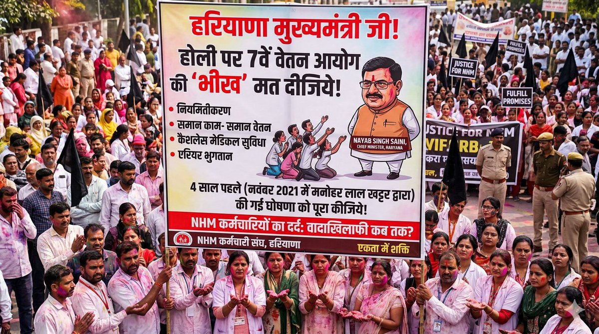 <a href="/BJP4Haryana/">Haryana BJP</a> <a href="/NayabSainiBJP/">Nayab Saini</a> <a href="/rcjangrabjp/">Ram Chander Jangra</a> घोषणा की थी, भरोसा दिलाया था…
लेकिन 4 साल बाद भी NHM कर्मचारियों को 7th Pay Commission नहीं मिला।
क्या यही है जवाबदेही?
<a href="/cmohry/">CMO Haryana</a> <a href="/NHMHRY/">NHM HARYANA</a> <a href="/ArtiSinghRao/">Arti Singh Rao</a> <a href="/DeependerSHooda/">Deepender Singh Hooda</a> <a href="/anuragdhanda/">Anurag Dhanda</a>    #NHMEmployees #HaryanaGovt
<a href="/RahulJa47971162/">CHO Rahul Jangir</a> <a href="/rssurjewala/">Randeep Singh Surjewala</a> <a href="/sumansainibjp/">Suman Saini</a> #punjab #modi #congress