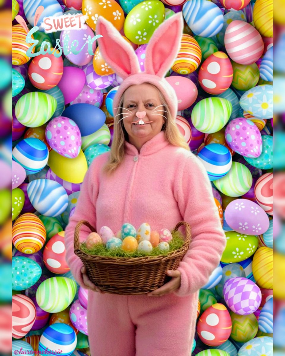 karenmckersie's tweet image. 👩‍🦳🐰🌞 Good morning, "Hoppy" Easter Sunday Everyone! Shine with peace, love, joy and kindness...Stay Blessed. 👩‍🦳🙏🌞🐰 #Easter #HoppyEaster #StayBlessed #EasterSunday #EasterBunny #AiArt #fun