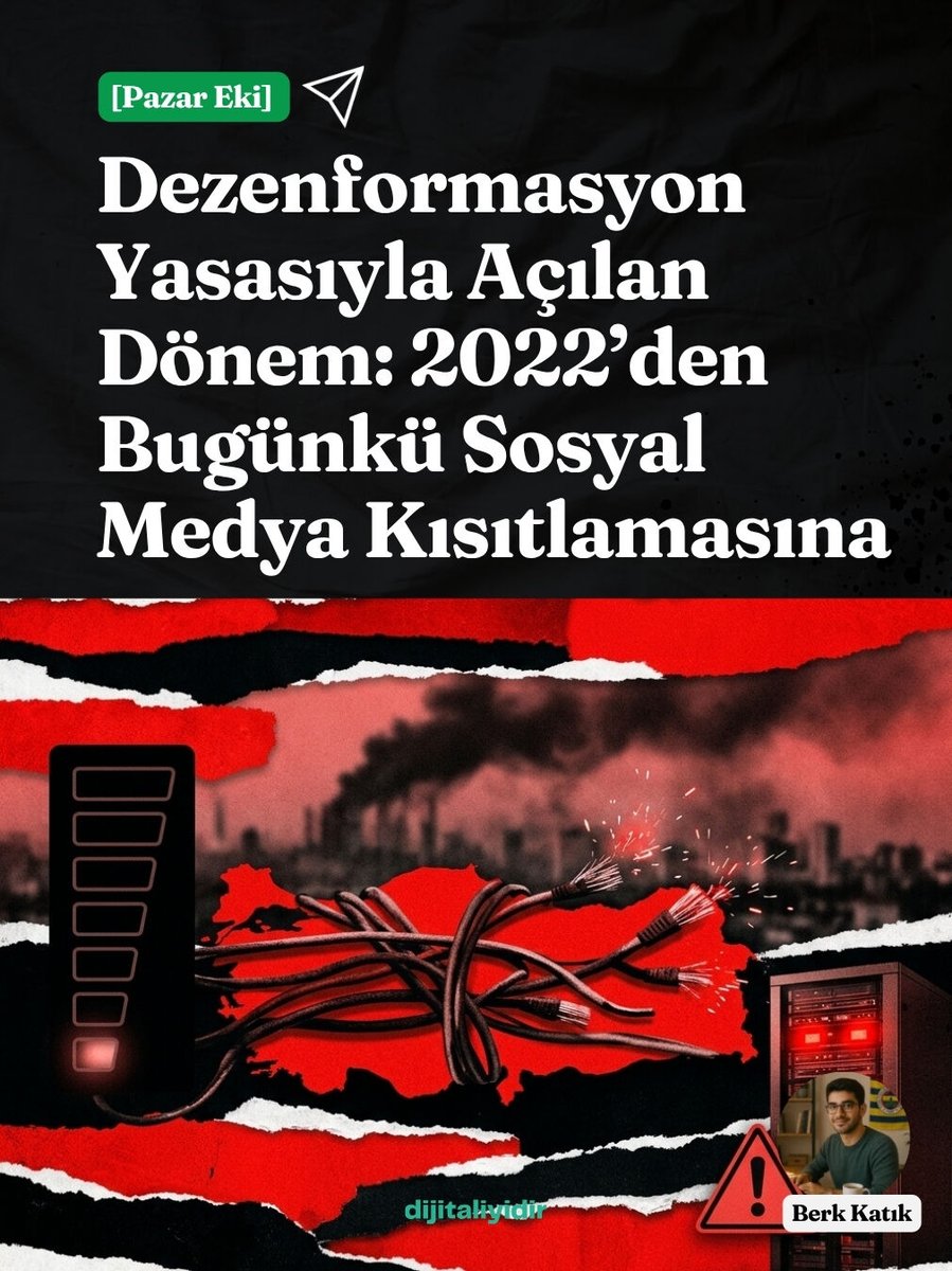 [Pazar Eki]’nin yeni sayısı yayında.

Türkiye’de sosyal medya tartışmasının kırılma noktası, 2022’de yürürlüğe giren ve kamuoyunda “dezenformasyon yasası” olarak bilinen düzenlemeydi. 

Detaylar ve daha fazla haber [Pazar Eki]’nin yeni sayısında, web sitemizde.