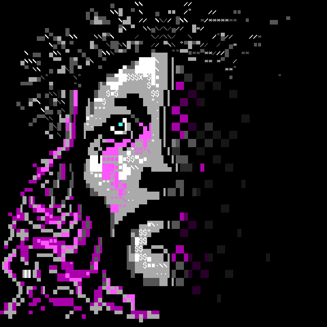 mistfunk's tweet image. Mistigram: Happy #Easter!  This #ANSIart portrait of #JesusChrist, titled Love is Vulnerability, was drawn by @mavenmob, winning 1st place in the @FlashpartyOk 2025 demoparty's extended text art compo.  It was also included in the recent unthemed MIST0226 artpack collection.