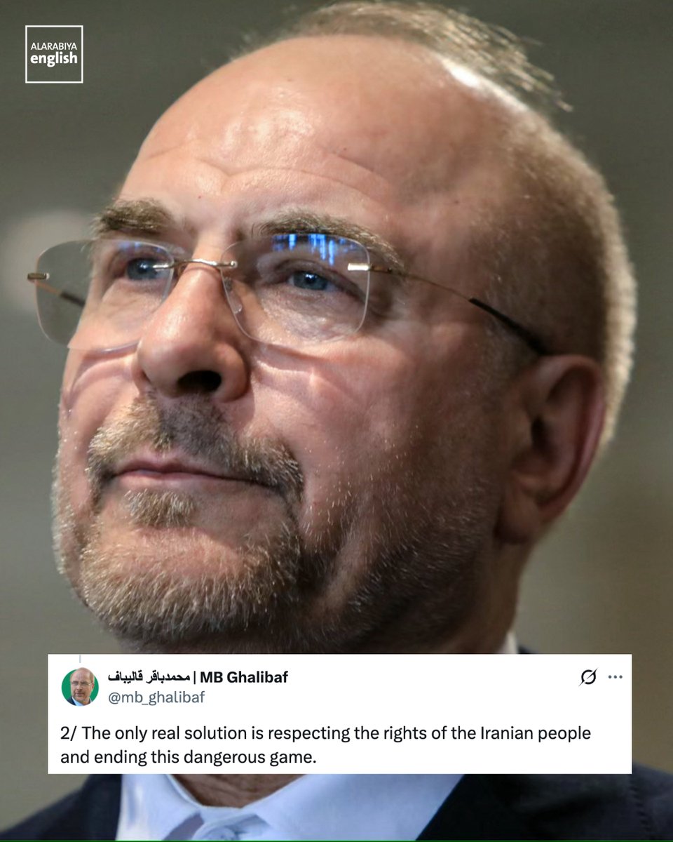 Iran’s parliament speaker Mohammad Bagher Ghalibaf says in a post on X, addressing US President Donald Trump, that “our whole region is going to burn because you insist on following [Israeli Prime Minister Benjamin] Netanyahu’s commands,” after Trump warned that the US would