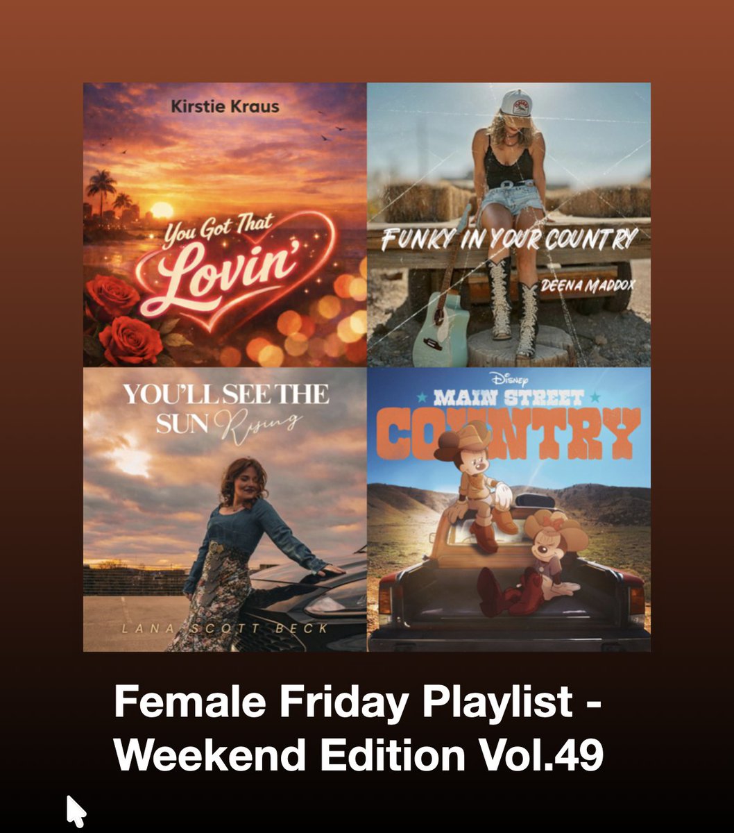 ScottKash88's tweet photo. NEW #FemaleFriday Top #NewCountryMusic Releases
@KirstieKraus You Got That Lovin'
#DeenaMaddox Funky in Your Country
#LanaScott You'll See the Sun Rising
@MaddieandTae You'll Be in My Heart
#Spotify
https://t.co/vZwS8s3SEQ
#NewMusic2026 #CountryMusic #WomenOfCountry https://t.co/a81wEZMcXB