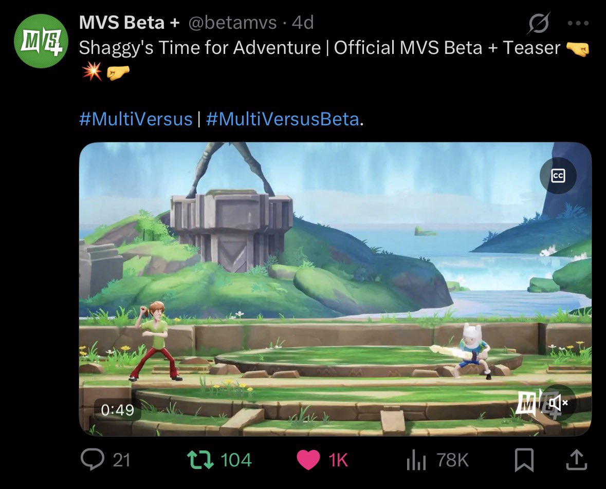 tekoa's tweet photo. 10k views on yt.
1k likes on twitter.
thank you.
#MultiVersus | #MultiVersusBeta. https://t.co/fY3KXoIazi