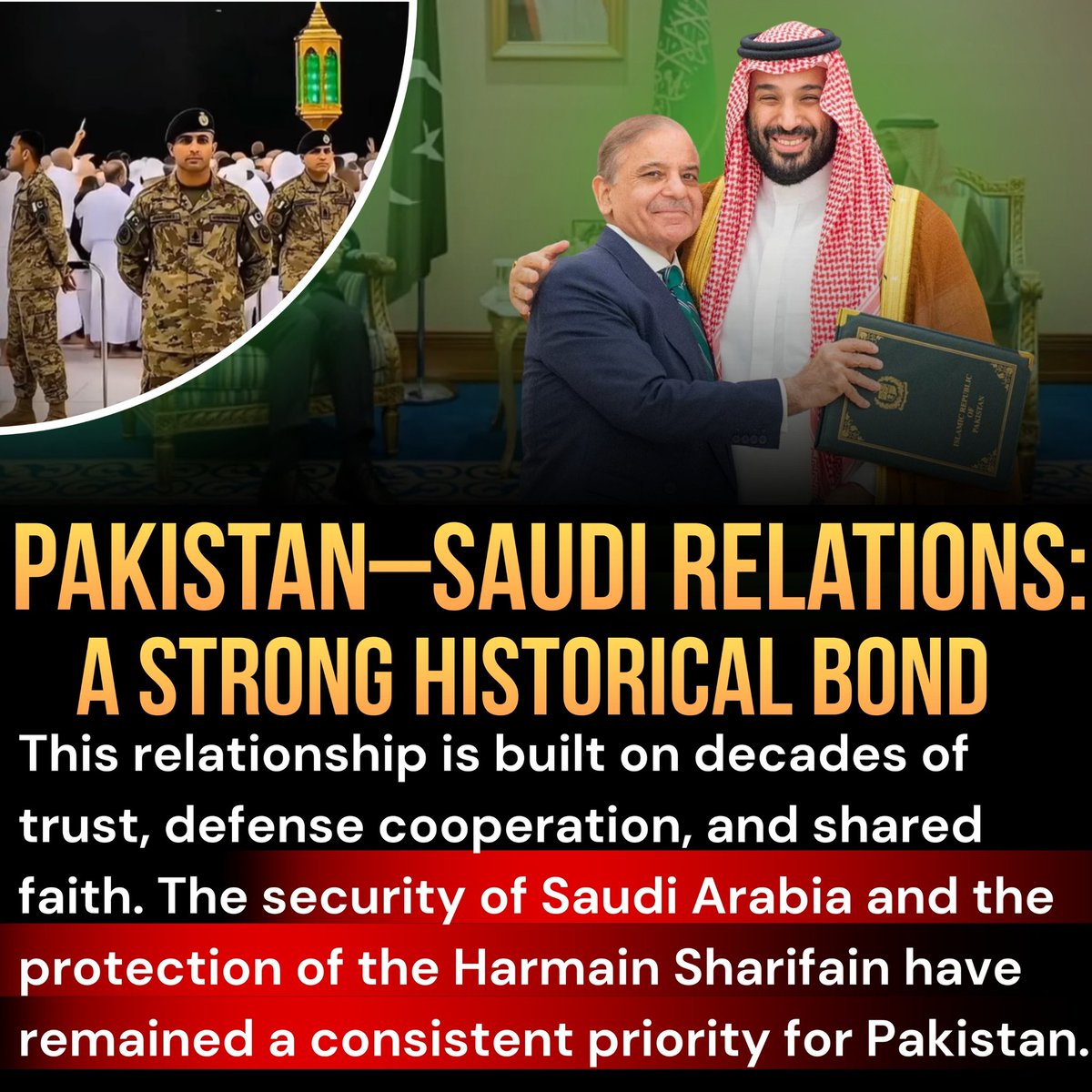 Pakistan–Saudi relations are not limited to a military treaty but are rooted in decades of strategic cooperation, shared faith, and historical trust.

#Pakistan #SaudiArabia #AtletiBarça #Resurrección #Páscoa
